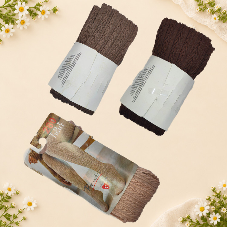 جوراب شلوار گندمی عمده پنتی ضخیم (3عددی)